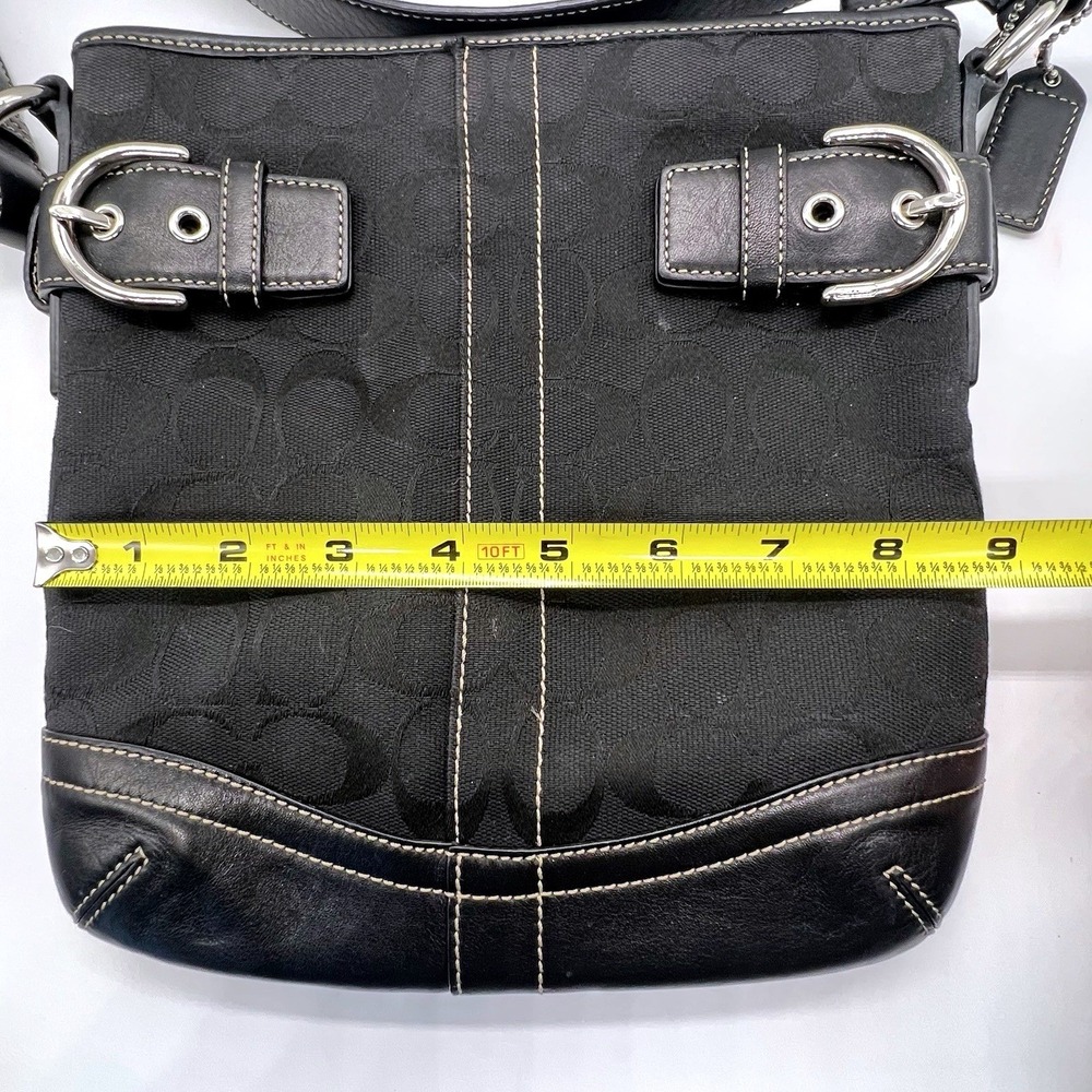 Coach Signature Jacquard Black Fabric‎ With Leather Shoulder Bag Hobo J05M-3577 - Picture 13 of 13